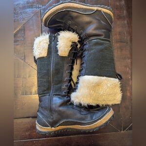 Merrell black leather lace up boots